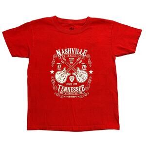 MV Sport Boys Nashville Tennessee T Shirt Top Red White Music City USA XS